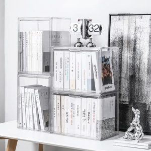 磁吸式全透明包包收納箱(1入) 透明展示盒 公仔盒 鞋盒 置物盒 書籍收納盒 飾品盒 化妝盒