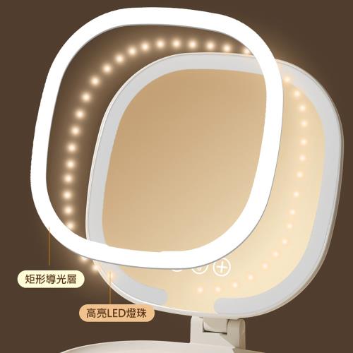 LED調光折疊化妝鏡 三色補光鏡子/隨身鏡/帶燈美妝鏡