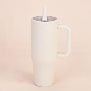 純色 304不鏽鋼 雙飲 吸管蓋 手提冰霸杯-1200ml
