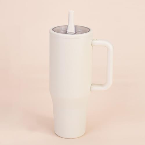 純色 304不鏽鋼 雙飲 吸管蓋 手提冰霸杯-1200ml